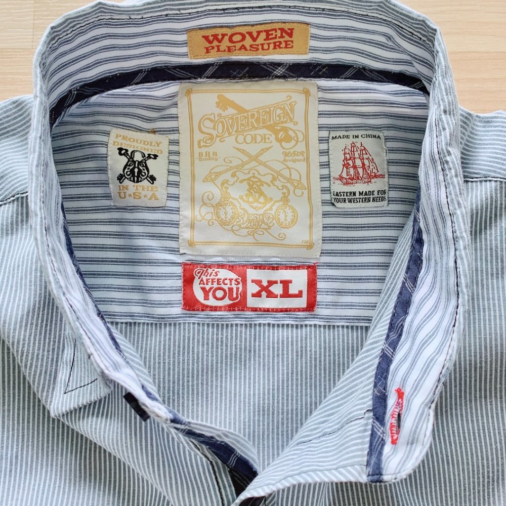 Sovereign Code Striped Pockets Button Front Shirt - Picture 13 of 15